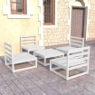 Set de salón de jardín de 5 pzas blanco madera maciza de pino