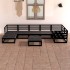 Juego de muebles de jardín 8 pzas y cojines negro madera