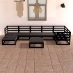 Juego de muebles de jardín 8 pzas y cojines negro madera pino