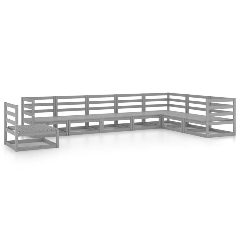 Muebles de jardín 8 piezas gris madera de pino