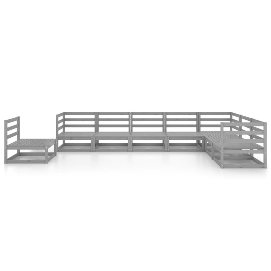 Muebles de jardín 8 piezas gris madera de pino