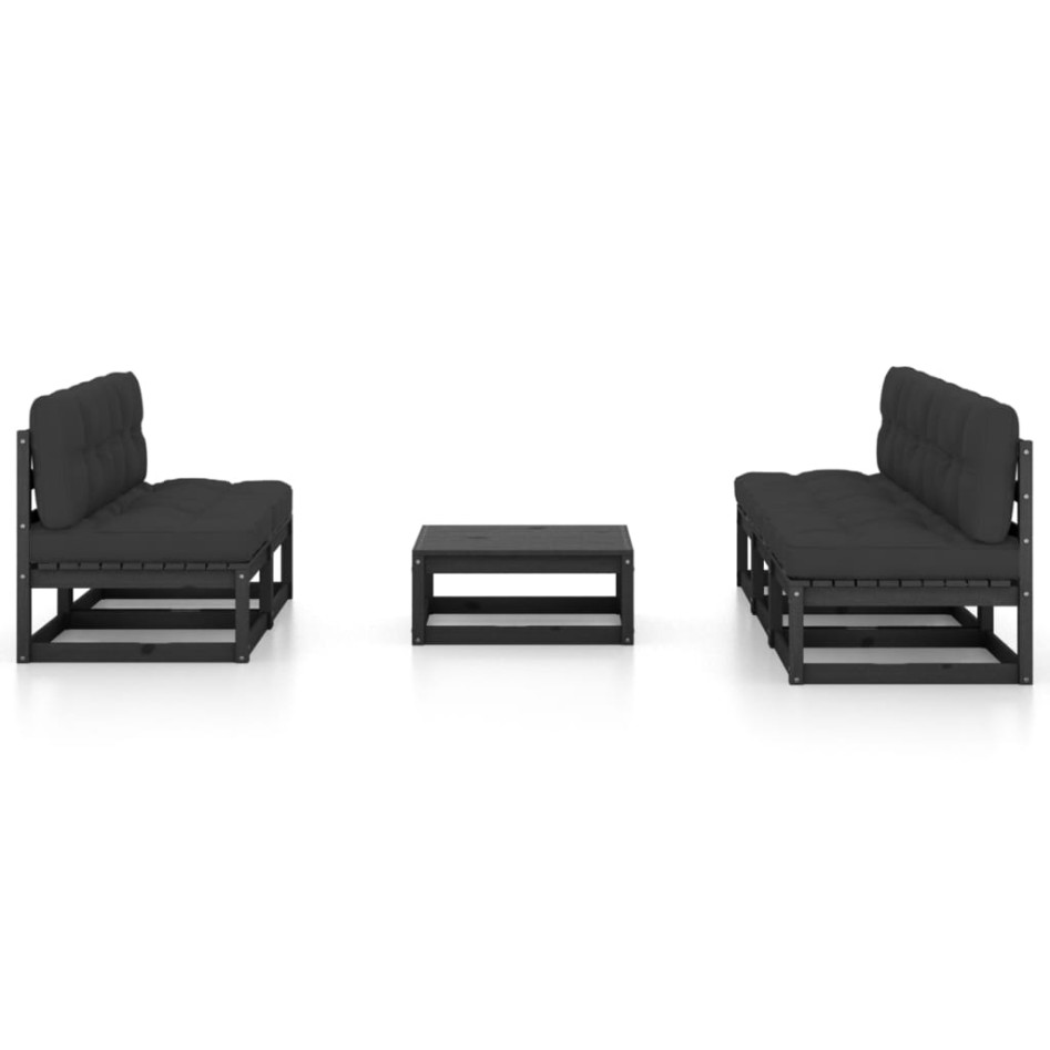 Juego de muebles de jardín 6 pzas y cojines madera pino