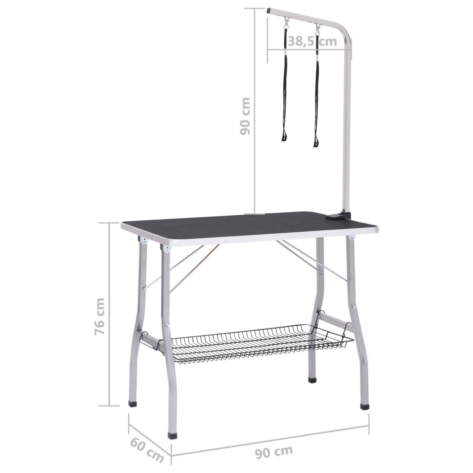 Mesa de aseo ajustable para perros con 2 lazos y