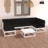 Juego de muebles de jardín 7 pzas y cojines madera maciza