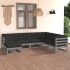 Juego de muebles de jardín 7 pzas y cojines madera maciza