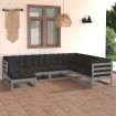 Juego de muebles de jardín 7 pzas y cojines madera maciza pino