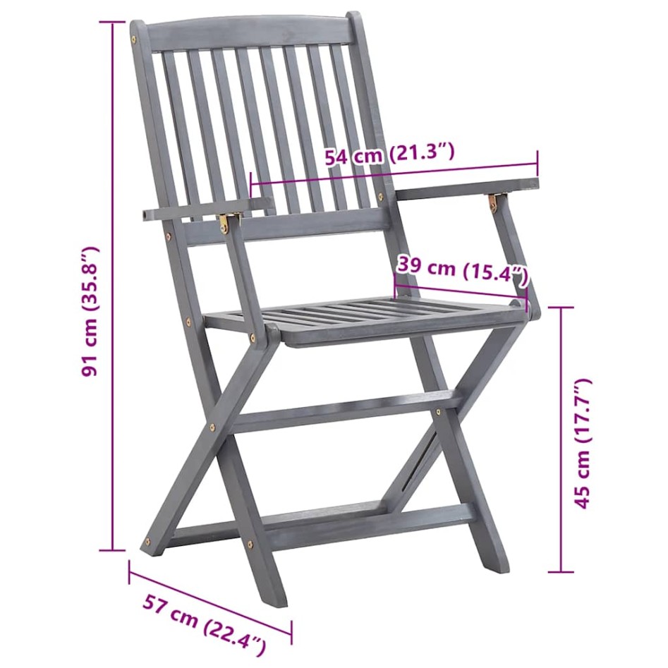 Sillas de jardín plegables 8 uds y cojines madera maciza