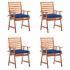Sillas comedor de jardín y cojines 4 uds madera maciza