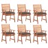 Sillas comedor de jardín y cojines 6 uds madera maciza