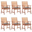 Sillas comedor de jardín y cojines 6 uds madera maciza acacia