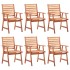 Sillas comedor de jardín y cojines 6 uds madera maciza