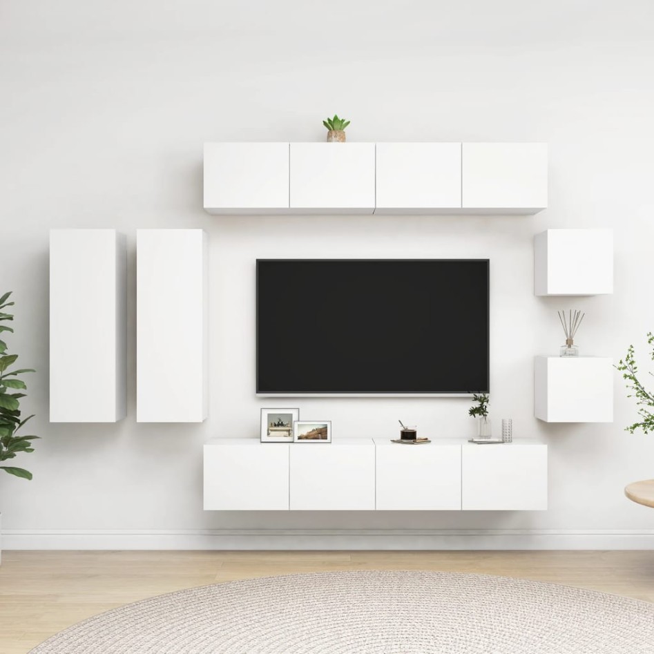 Set de mueble para TV de 8 piezas madera de ingeniería