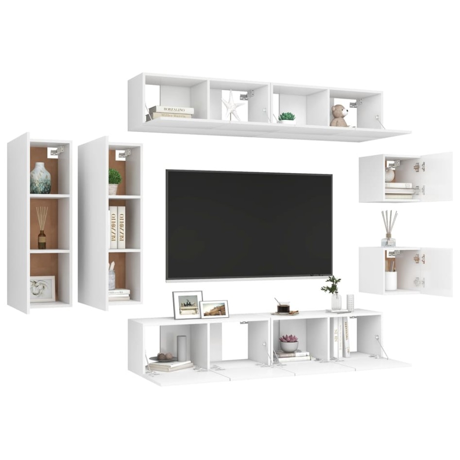 Set de mueble para TV de 8 piezas madera de ingeniería