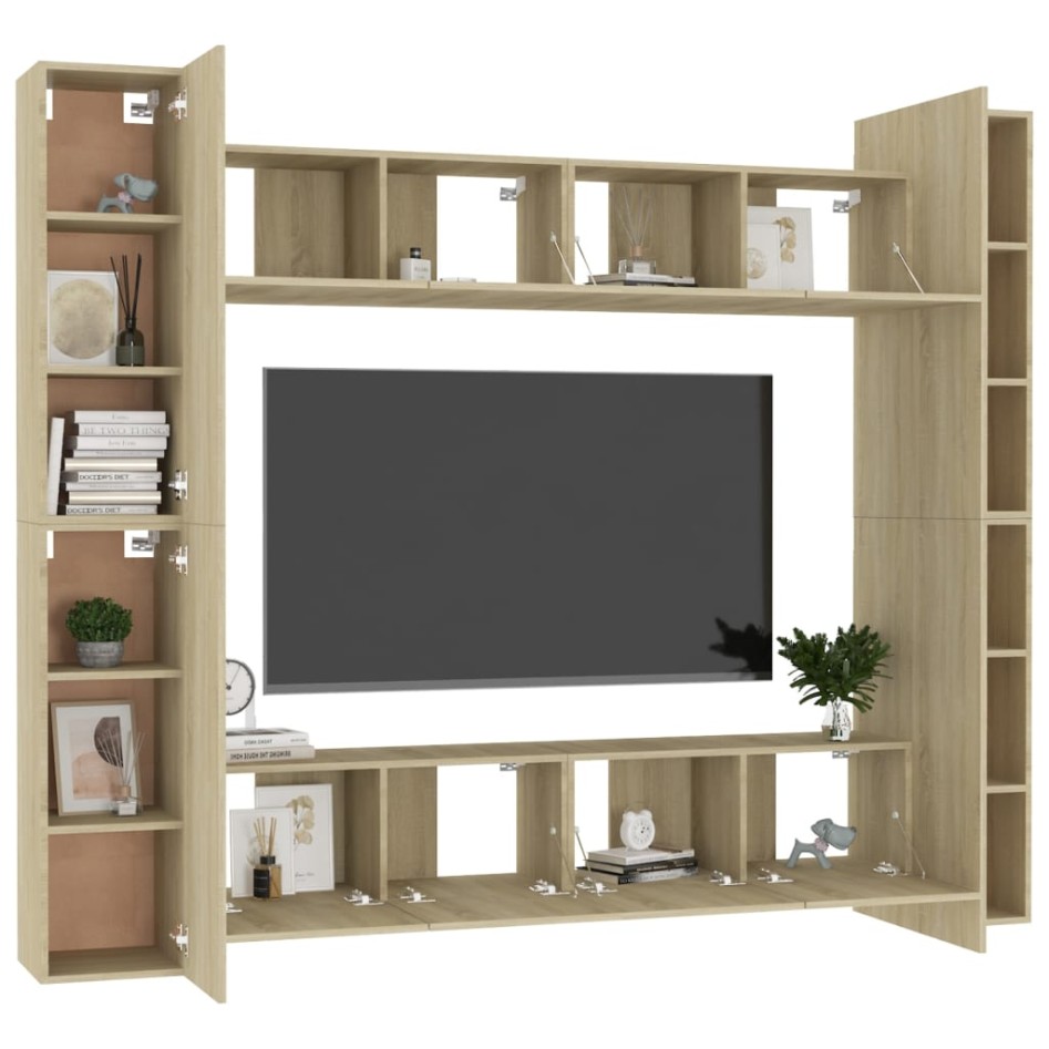 Set de muebles salón TV 8 pzas madera ingeniería roble