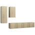 Set muebles de salón TV 4 piezas madera ingeniería roble