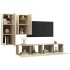 Set muebles de salón TV 4 piezas madera ingeniería roble