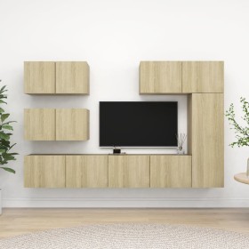 Set de muebles salón TV 6 pzas madera ingeniería roble