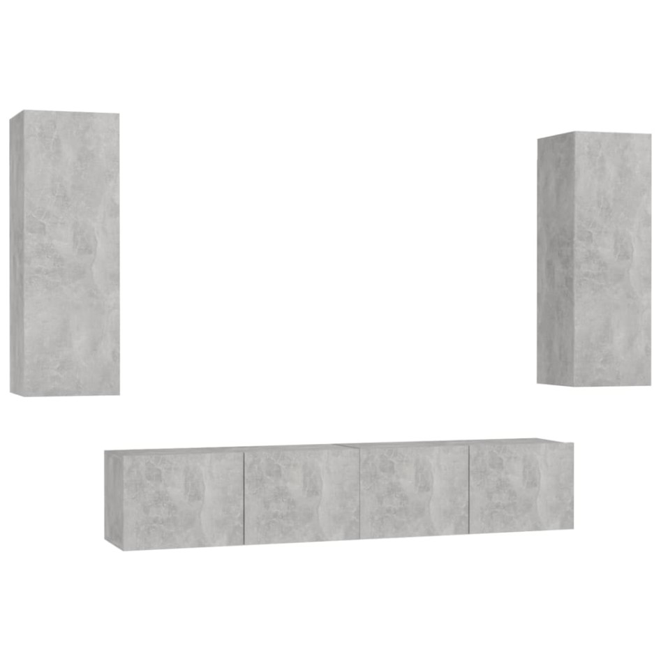 Set de muebles de salón 4 pzas madera ingeniería gris
