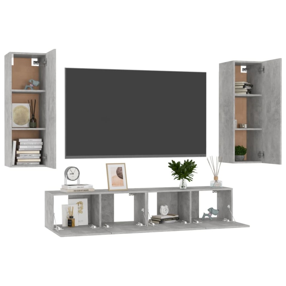 Set de muebles de salón 4 pzas madera ingeniería gris