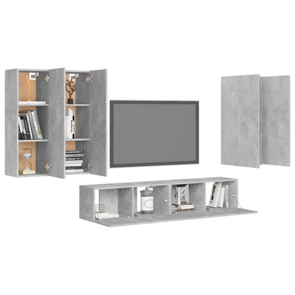 Set muebles de salón TV 6 pzas madera ingeniería gris
