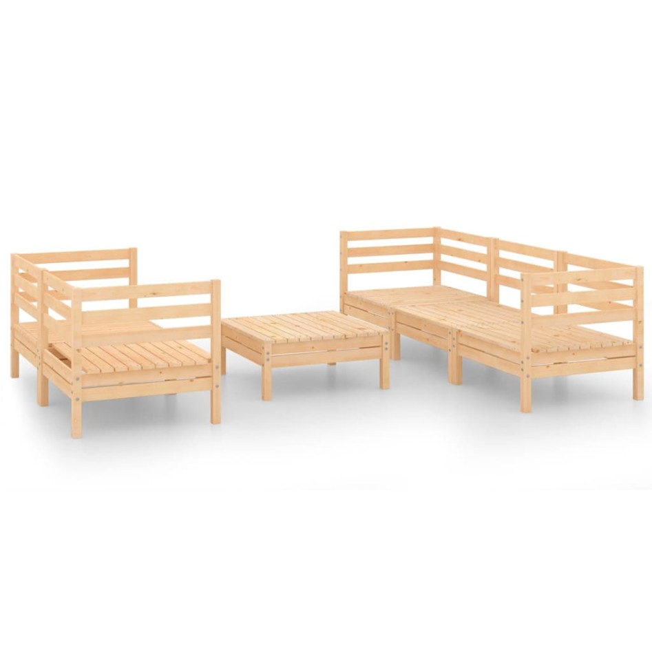 Juego de muebles de jardín 6 piezas madera maciza de
