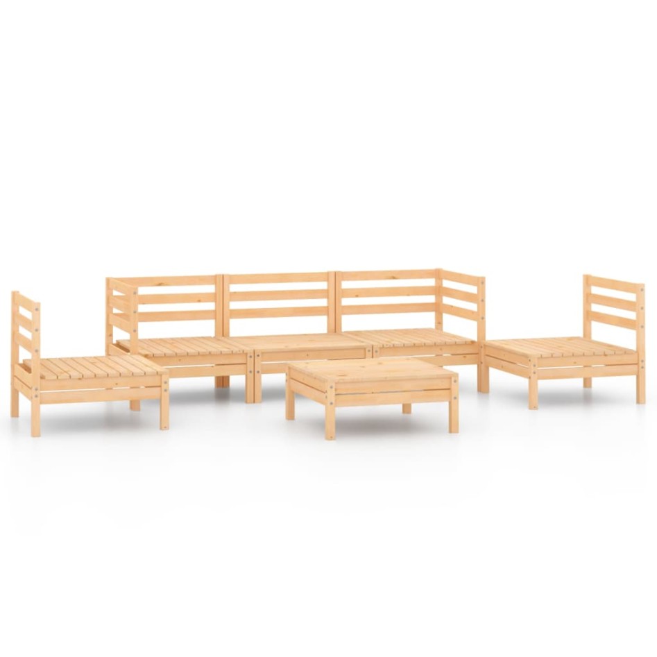 Juego de muebles de jardín 6 piezas madera maciza de