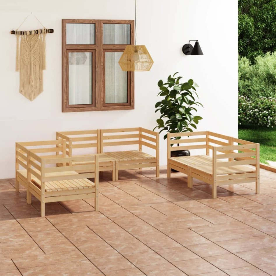 Muebles de jardín 6 piezas madera maciza de