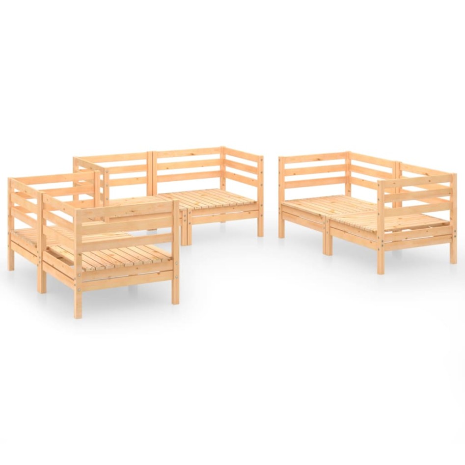 Muebles de jardín 6 piezas madera maciza de