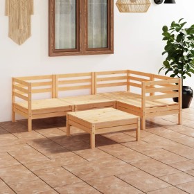 Juego de muebles de jardín 5 piezas madera maciza