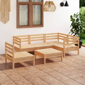 Juego de muebles de jardín 6 piezas madera maciza de