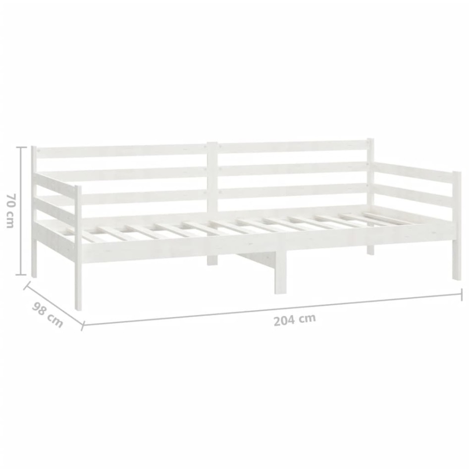 Sofá cama con colchón madera de pino maciza blanco 90x200