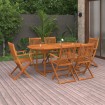 Juego comedor de jardín 7 pzas madera maciza acacia 180x90x75cm