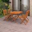 Juego de comedor de jardín 5 piezas madera maciza de acacia