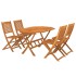 Juego de comedor de jardín 5 piezas madera maciza de