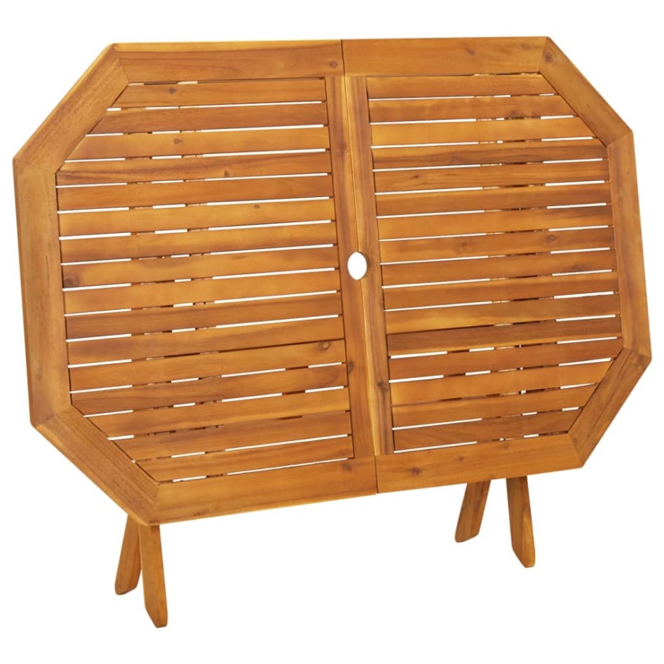 Juego de comedor de jardín 5 piezas madera maciza de
