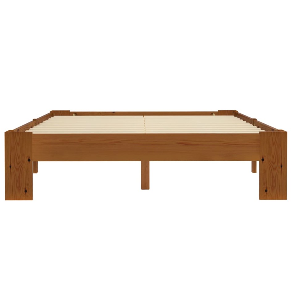 Estructura de cama madera maciza pino marrón claro 120x200
