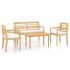 Set de muebles de jardín 4 pzas y cojines madera maciza de