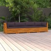 Sofá de jardín de 4 plazas con cojines madera maciza de acacia