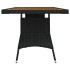 Mesa de jardín ratán PE y acacia maciza negro 160x70x72