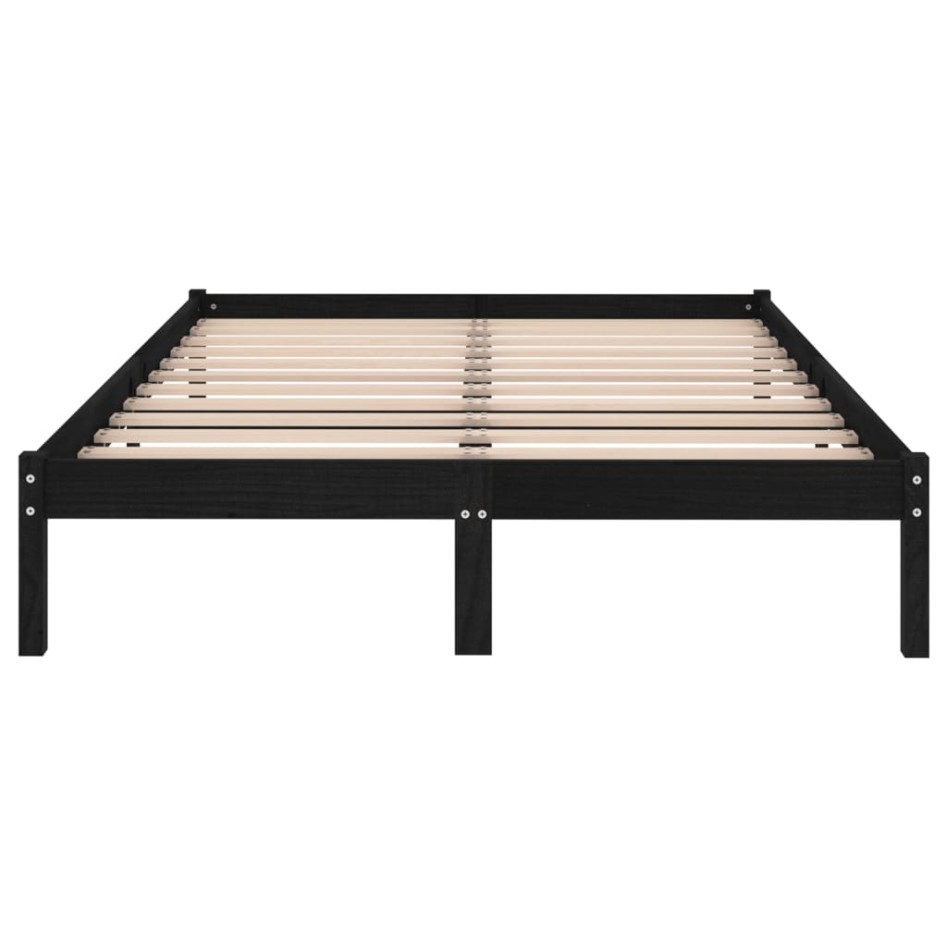 Estructura de cama sin colchón madera maciza negro 200x200