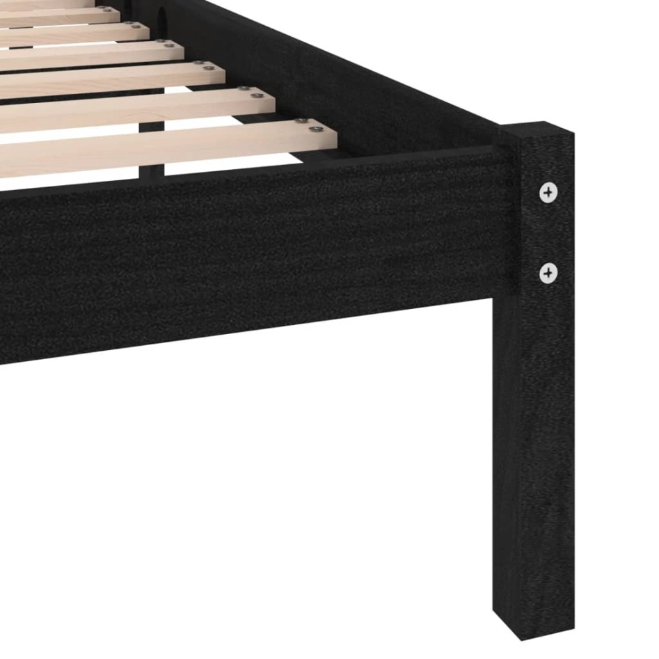 Estructura de cama sin colchón madera maciza negro 200x200