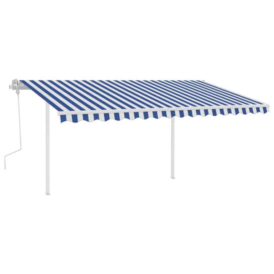 Toldo retráctil manual con luz LED azul y blanco 4,5x3