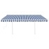 Toldo retráctil manual con luz LED azul y blanco 4,5x3