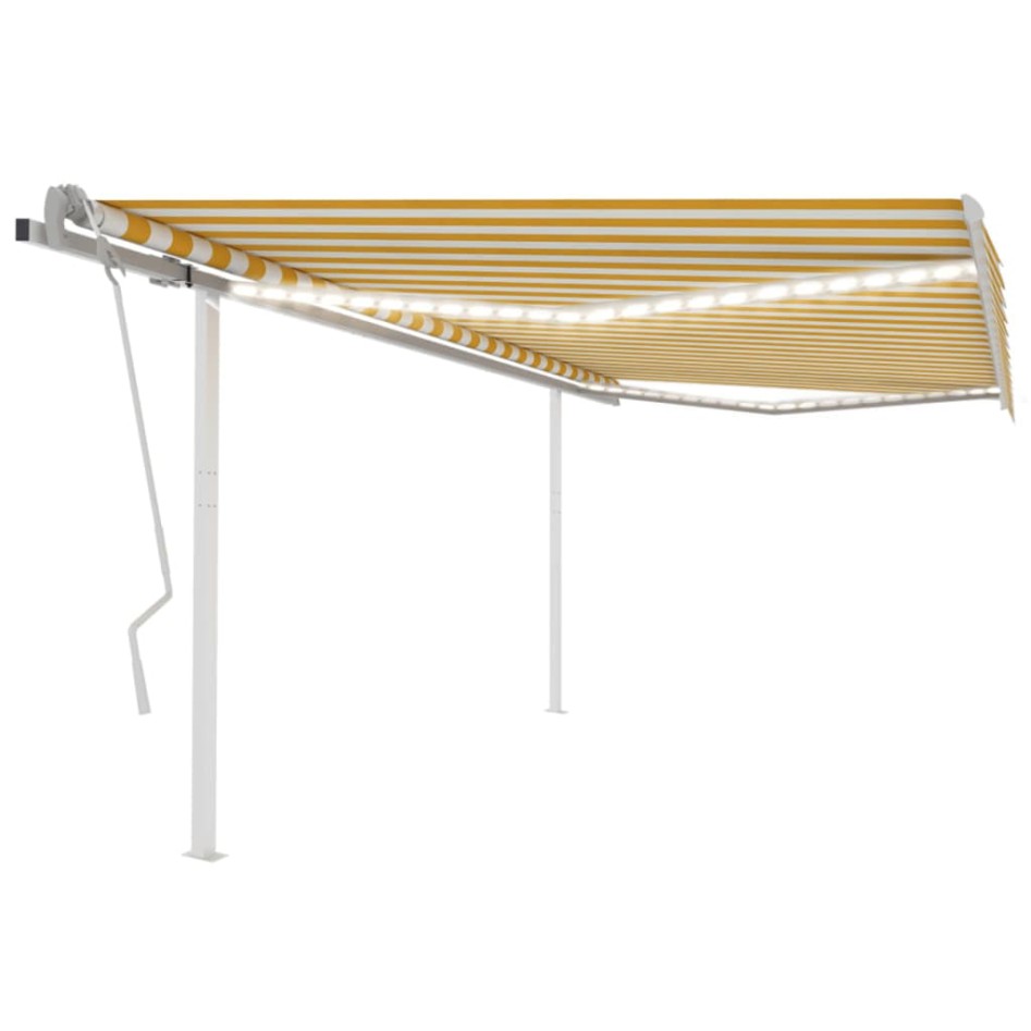 Toldo retráctil manual con luz LED amarillo y blanco 4,5x3