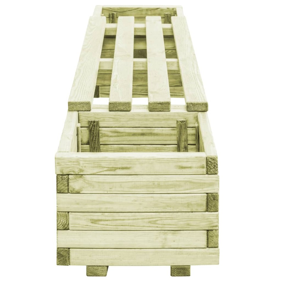 Banco de jardín con jardineras de madera de pino