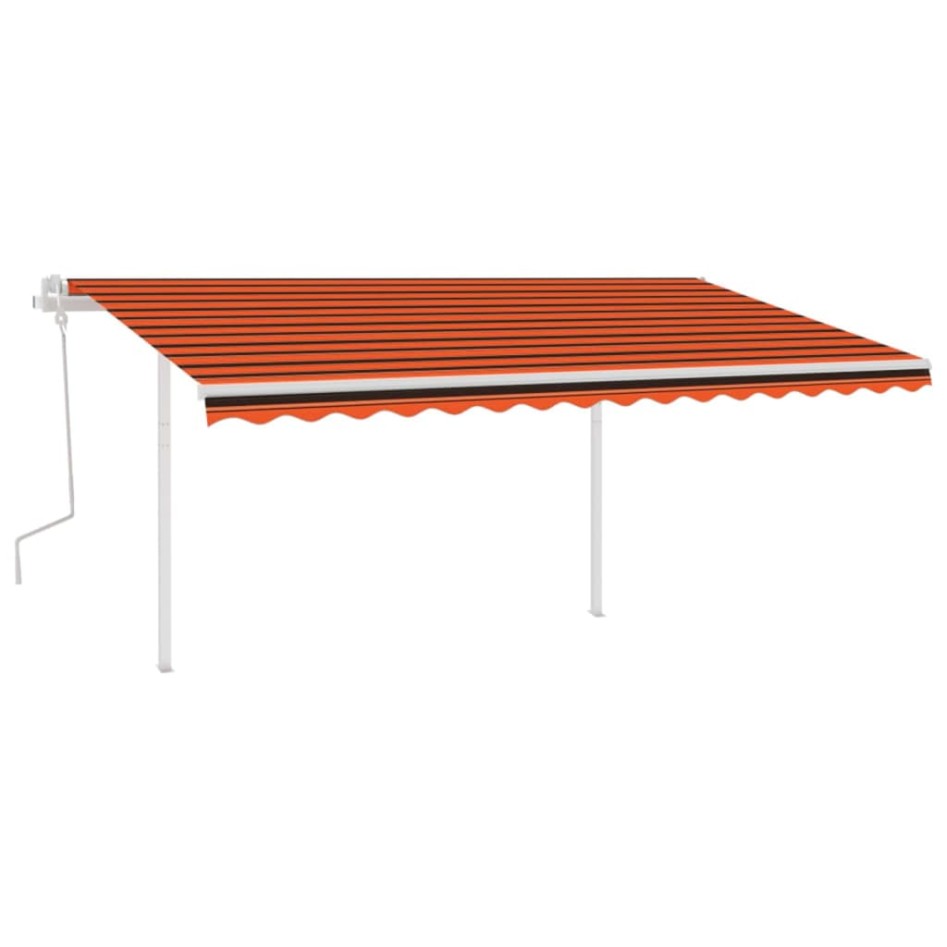 Toldo retráctil manual con LED naranja y marrón 4x3,5