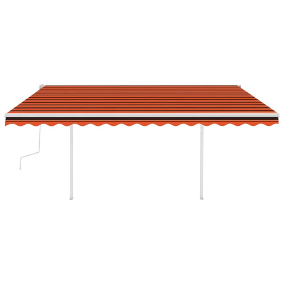 Toldo retráctil manual con LED naranja y marrón 4x3,5