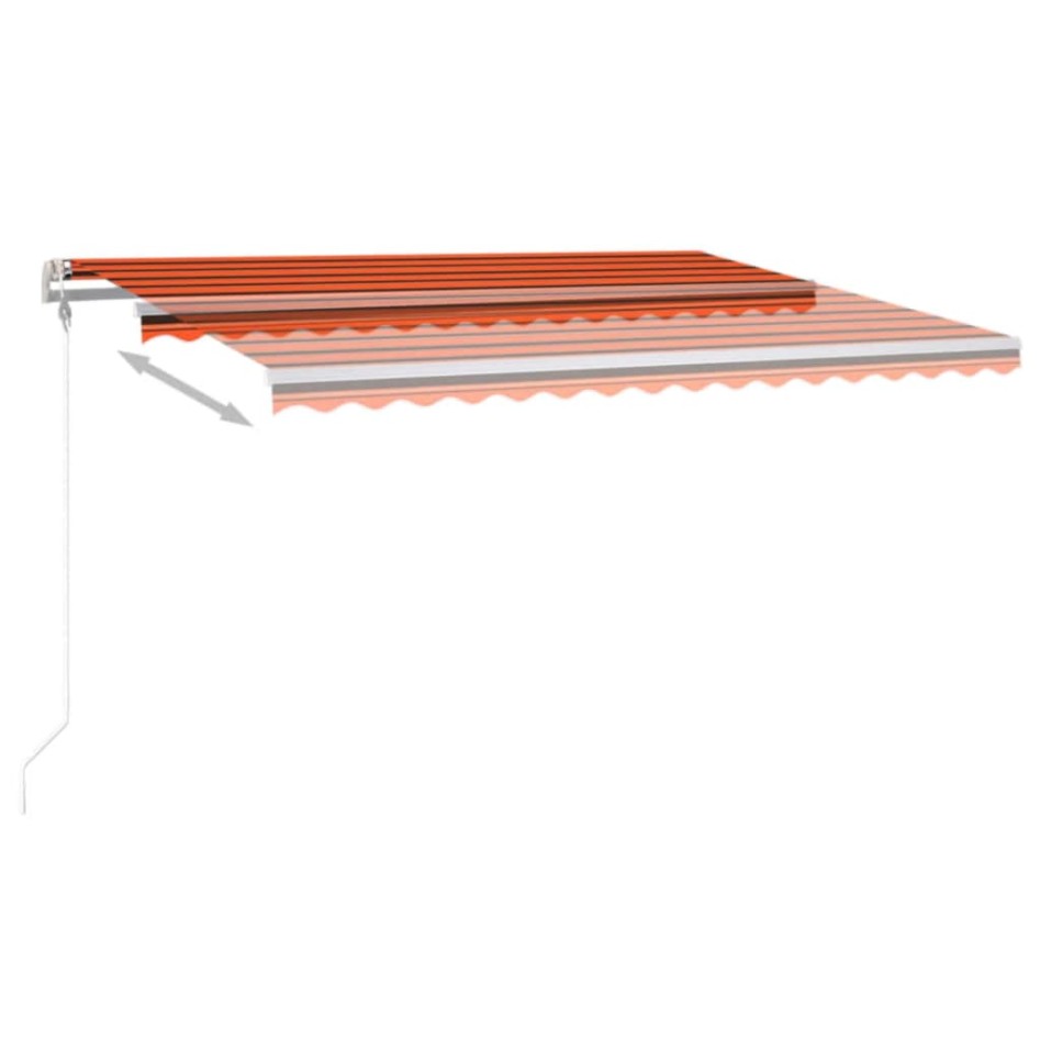 Toldo retráctil manual con LED naranja y marrón 4x3,5