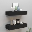 Estantes de pared con cajón 2 uds MDF negro 60x23,5x10 cm