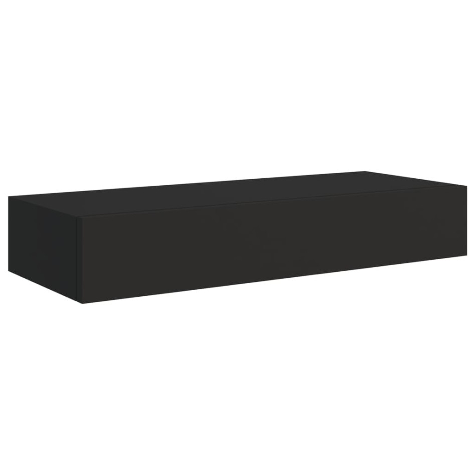Estantes de pared con cajón 2 uds MDF negro 60x23,5x10